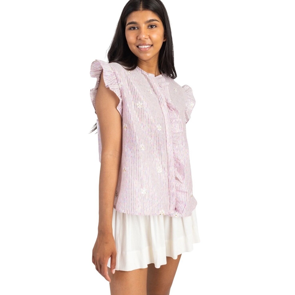 KOCH Limited Edition Palm Top Happy Hour Embellished Blouse Made in USA Size S